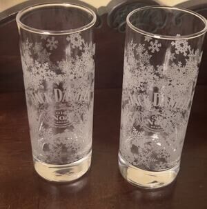 Jack Daniel's Old No 7 Snowflake Highball Glasses Set of 2 10 Oz Holiday Barware